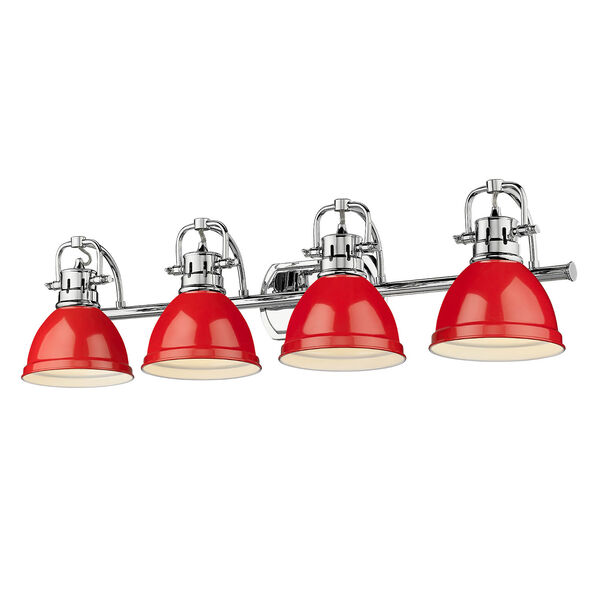 Duncan Chrome and Red Four-Light Bath Vanity, image 1
